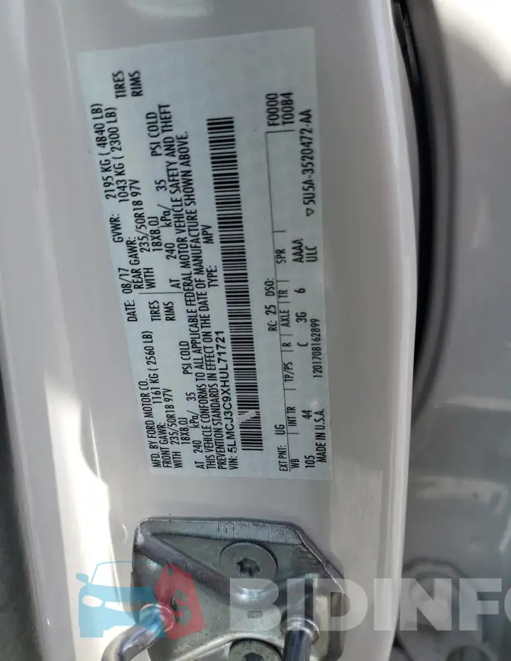 5LMCJ3C9XHUL71721 Photo# 14