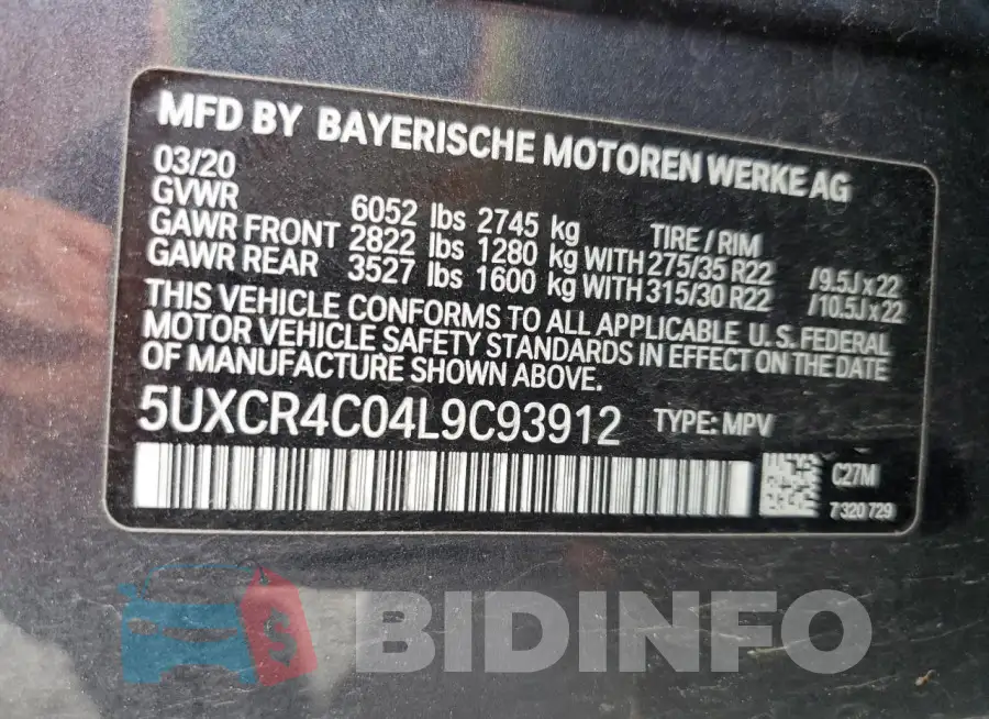 5UXCR4C04L9C93912 Photo# 13