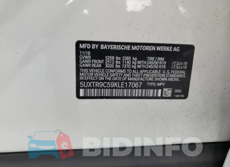 5UXTR9C59KLE17067 Photo# 14
