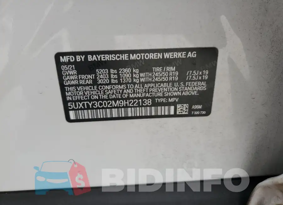 5UXTY3C02M9H22138 Photo# 13
