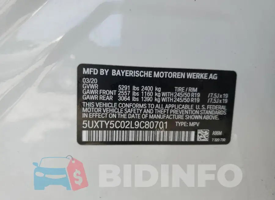 5UXTY5C02L9C80701 Photo# 13