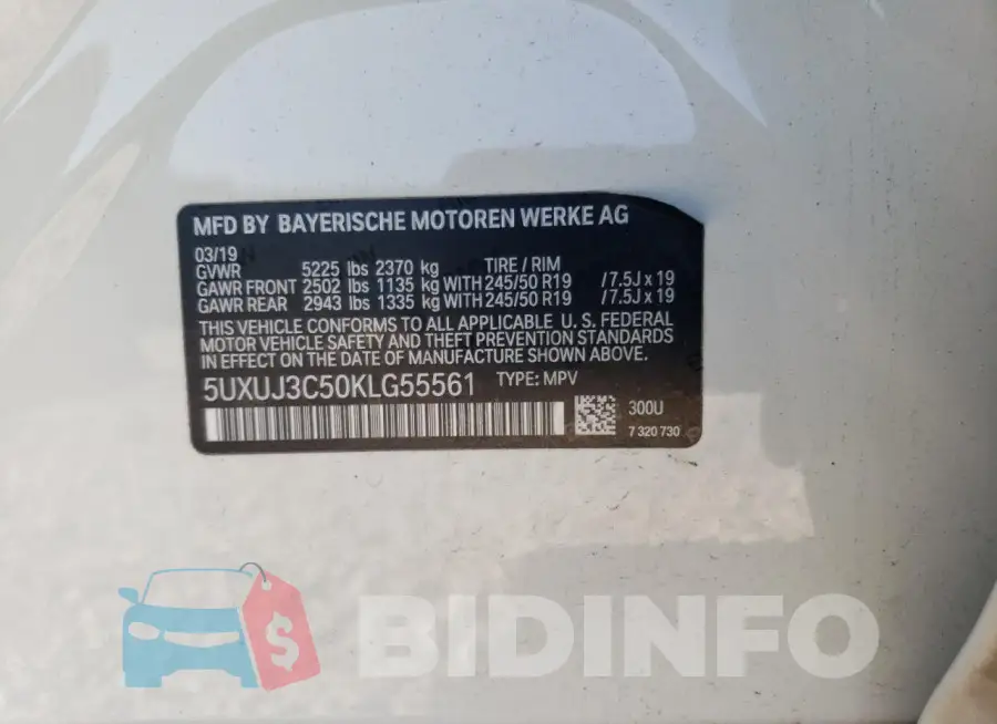 5UXUJ3C50KLG55561 Photo# 13