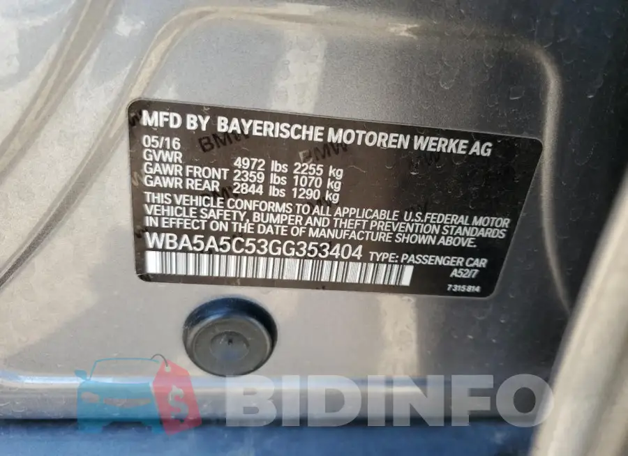 WBA5A5C53GG353404 Photo# 12
