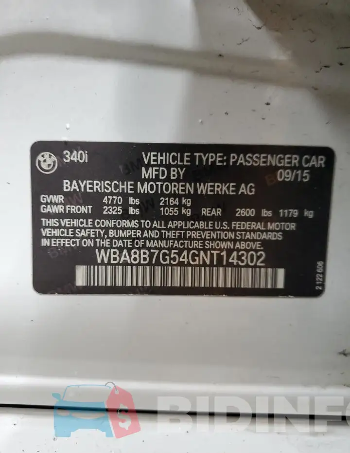 WBA8B7G54GNT14302 Photo# 13