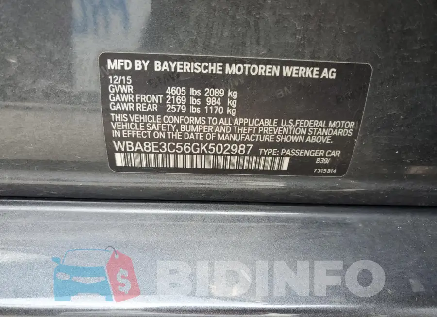 WBA8E3C56GK502987 Photo# 12
