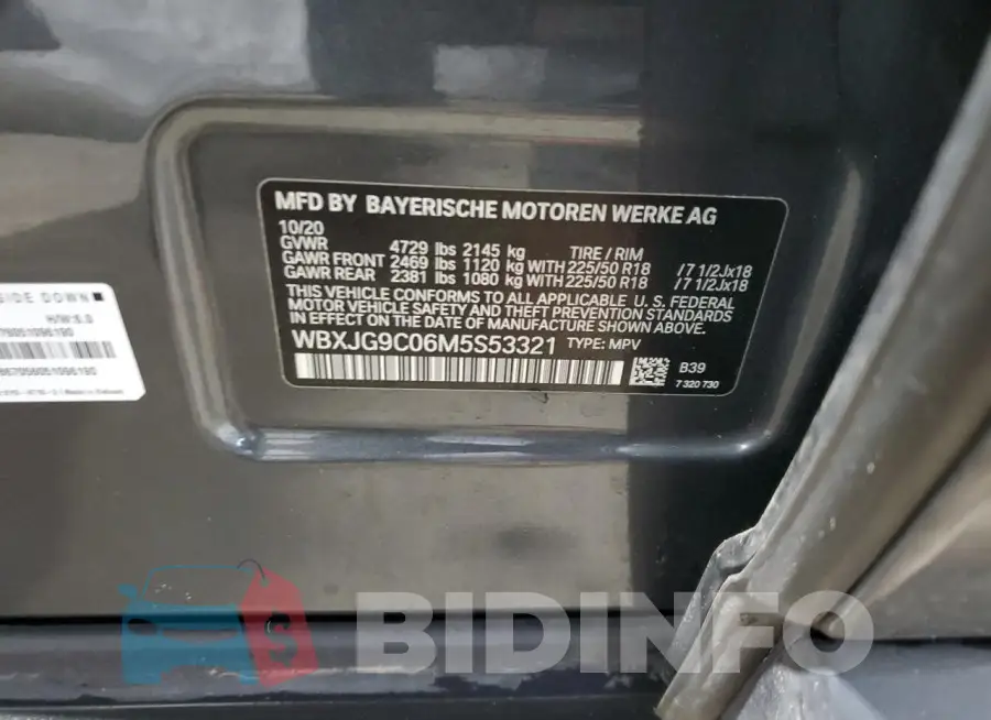 WBXJG9C06M5S53321 Photo# 13