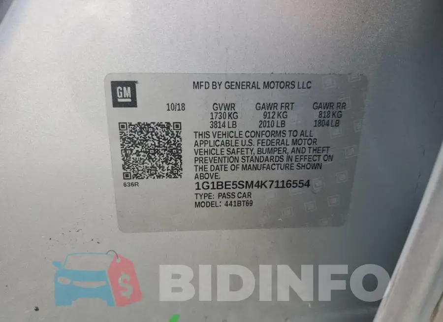 1G1BE5SM4K7116554 Photo# 12