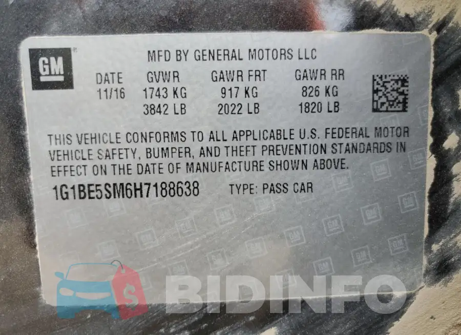 1G1BE5SM6H7188638 Photo# 12