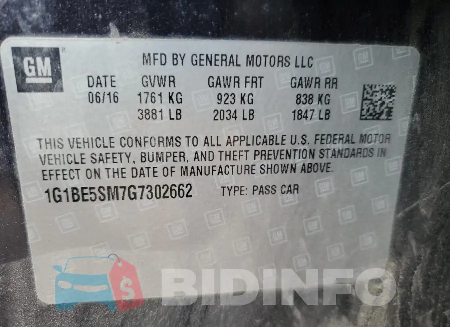 1G1BE5SM7G7302662 Photo# 13