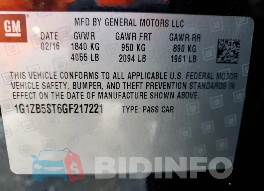 1G1ZB5ST6GF217221 Photo# 12