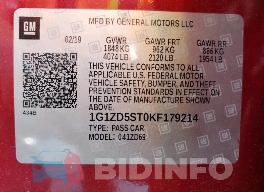 1G1ZD5ST0KF179214 Photo# 12