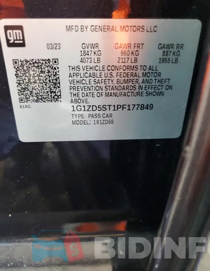 1G1ZD5ST1PF177849 Photo# 12