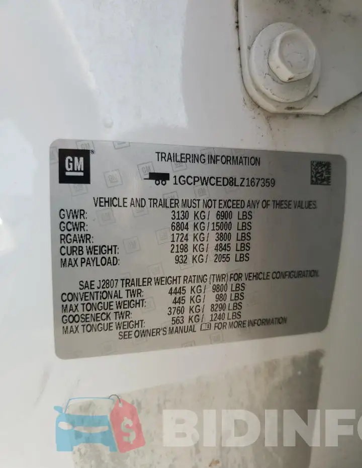 1GCPWCED8LZ167359 Photo# 12