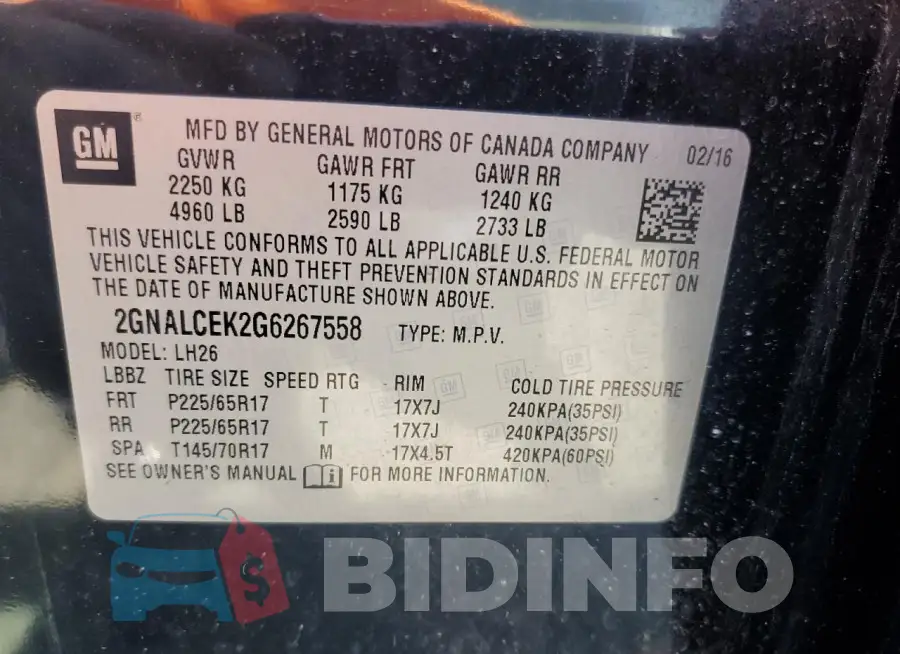 2GNALCEK2G6267558 Photo# 14