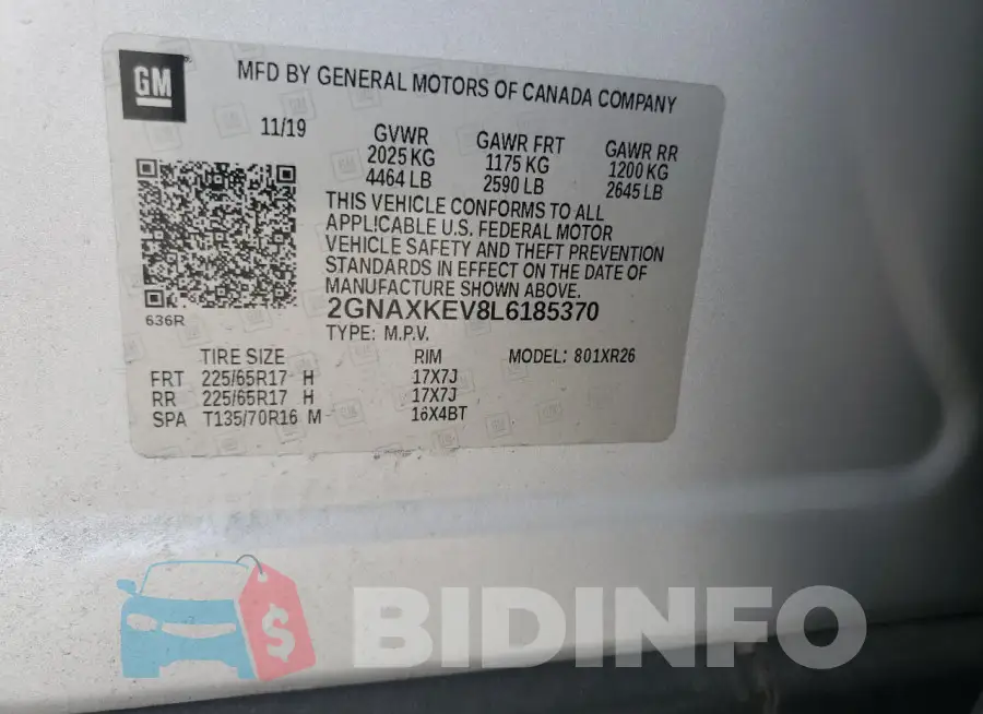 2GNAXKEV8L6185370 Photo# 13