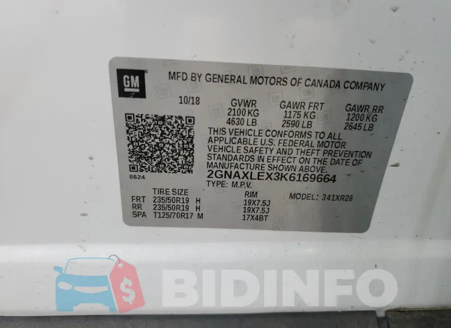 2GNAXLEX3K6169664 Photo# 12