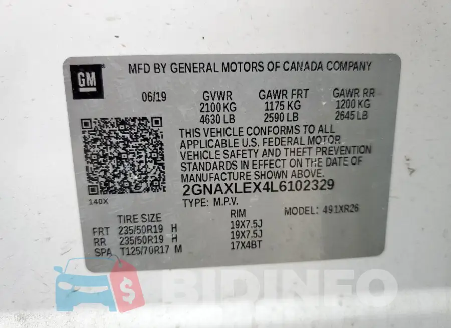 2GNAXLEX4L6102329 Photo# 13