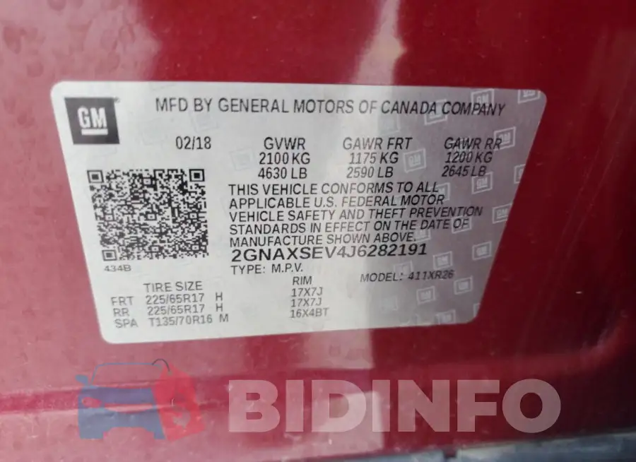 2GNAXSEV4J6282191 Photo# 13