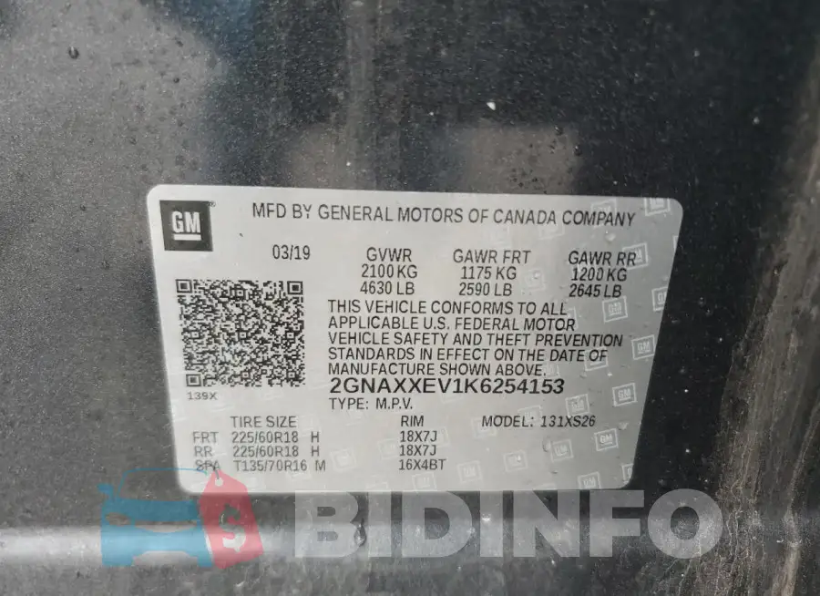 2GNAXXEV1K6254153 Photo# 13