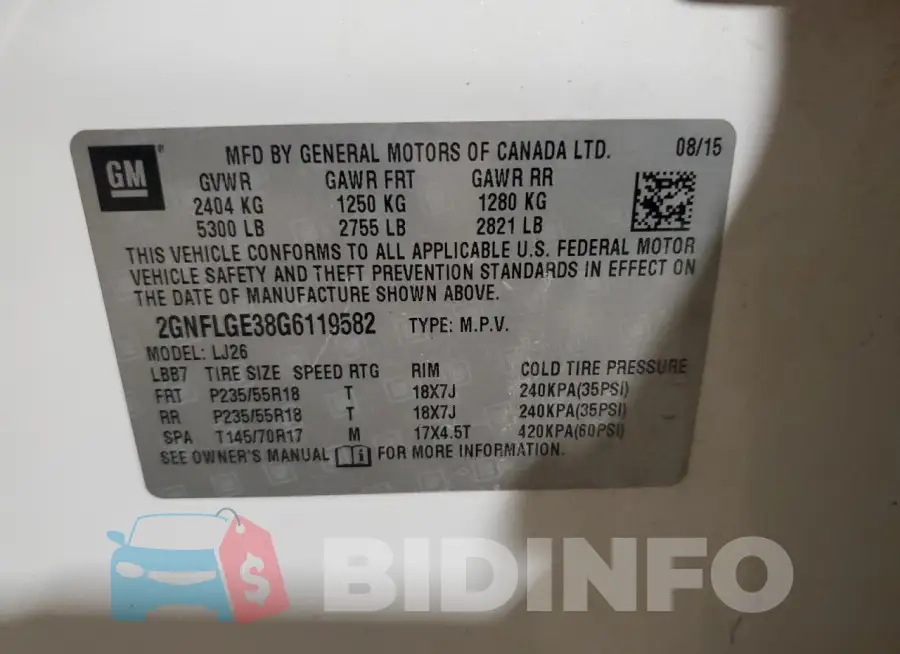2GNFLGE38G6119582 Photo# 13