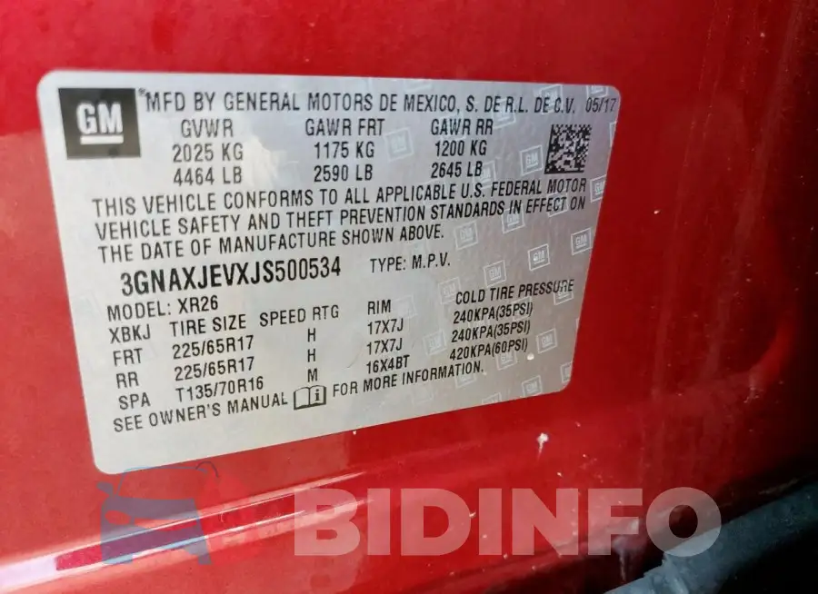 3GNAXJEVXJS500534 Photo# 13