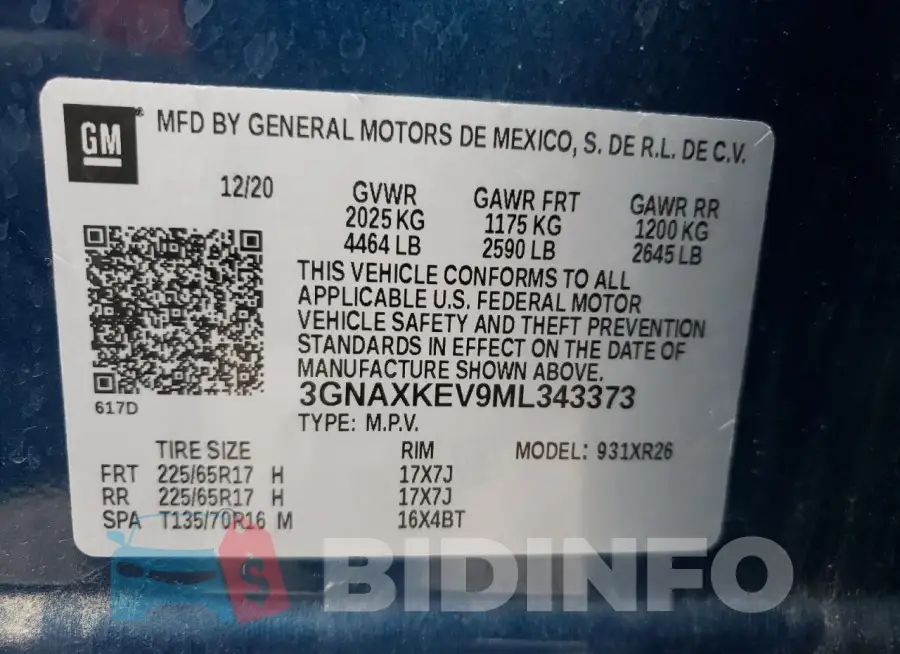 3GNAXKEV9ML343373 Photo# 14