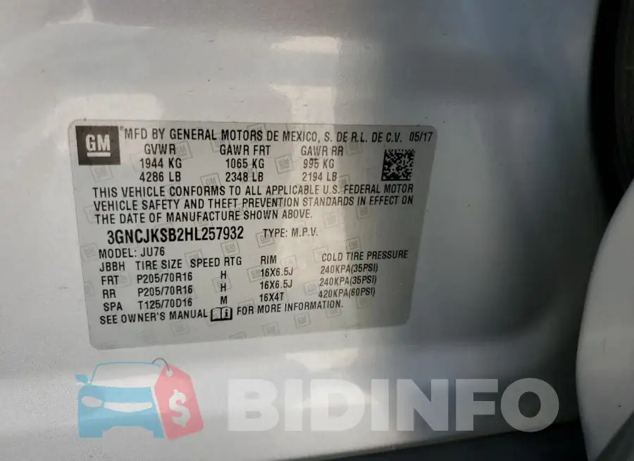 3GNCJKSB2HL257932 Photo# 14