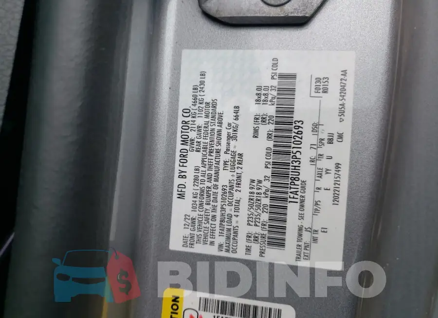 1FATP8UH3P5102693 Photo# 12