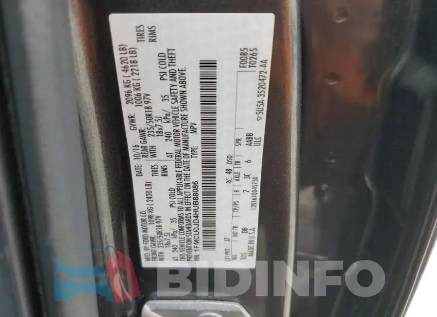 1FMCU0JD4HUB88086 Photo# 13