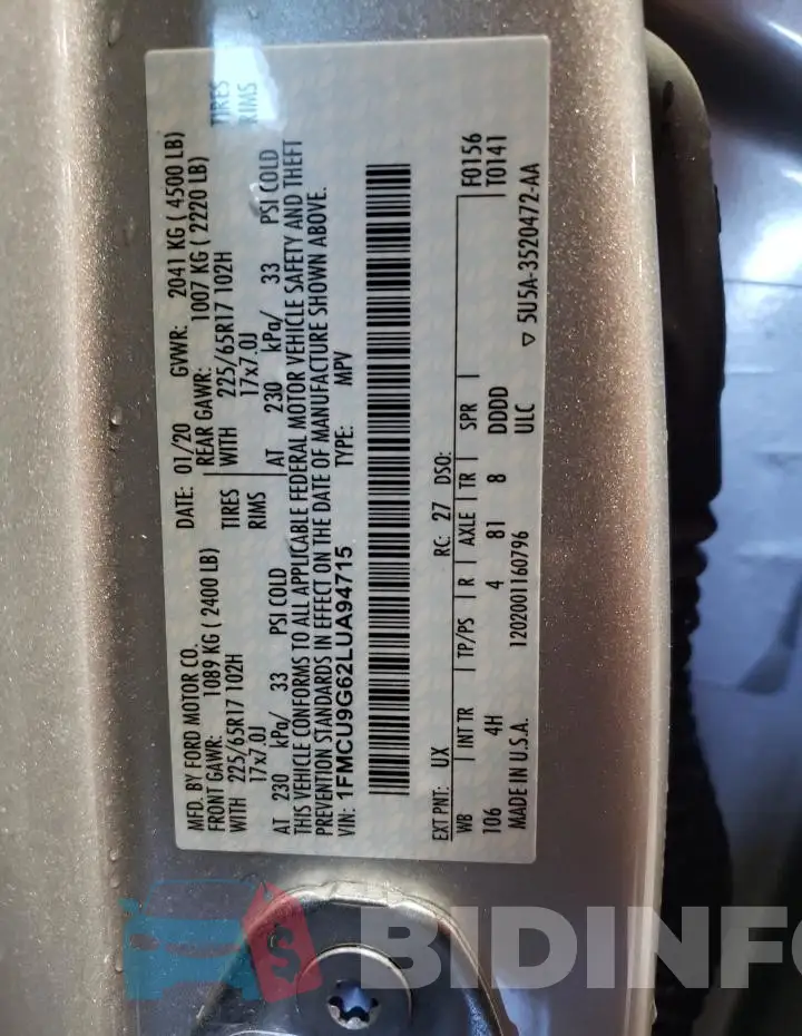 1FMCU9G62LUA94715 Photo# 13