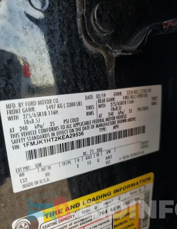 1FMJK1HT2KEA29536 Photo# 13