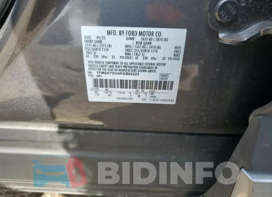 1FMSK7DH4PGB62223 Photo# 13