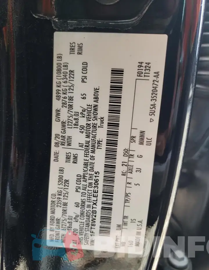 1FT8W2BTXLEE30615 Photo# 12