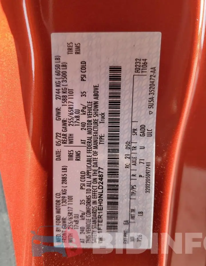1FTER1EH0NLD24877 Photo# 12