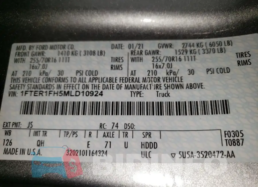 1FTER1FH5MLD10924 Photo# 12