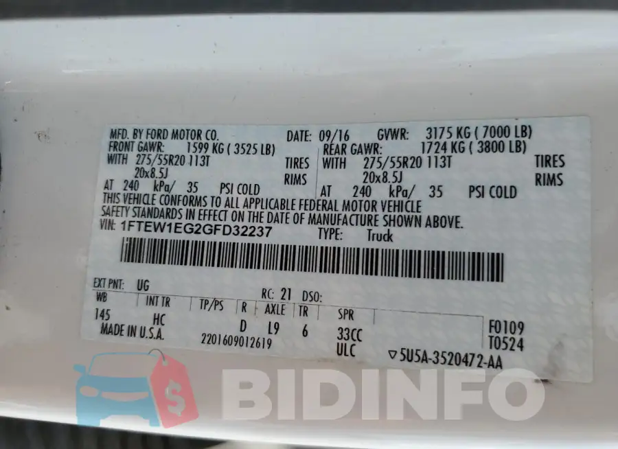 1FTEW1EG2GFD32237 Photo# 12