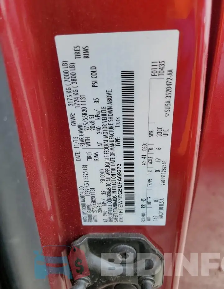 1FTEW1EG5GFA69273 Photo# 13