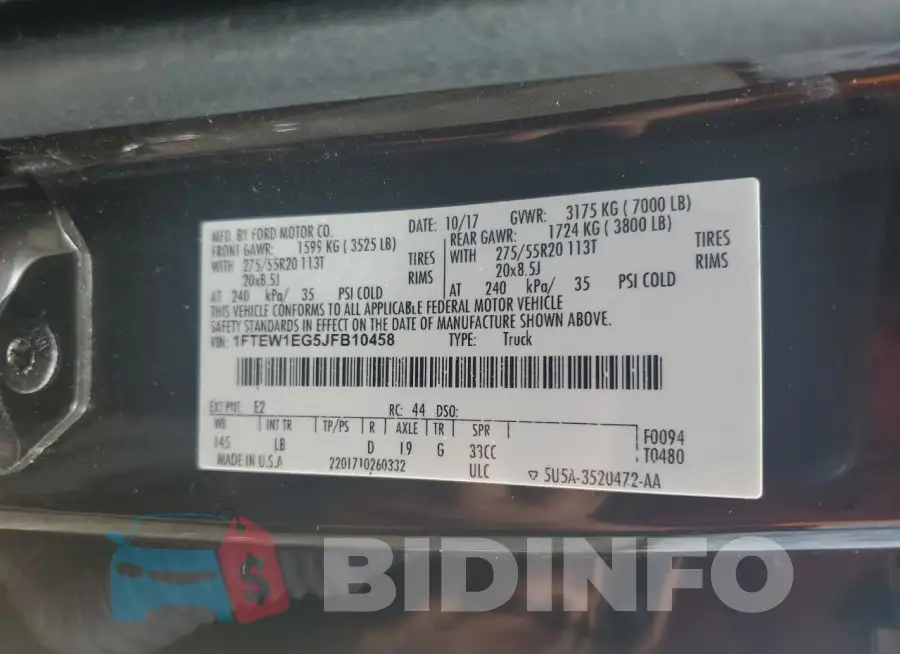 1FTEW1EG5JFB10458 Photo# 12