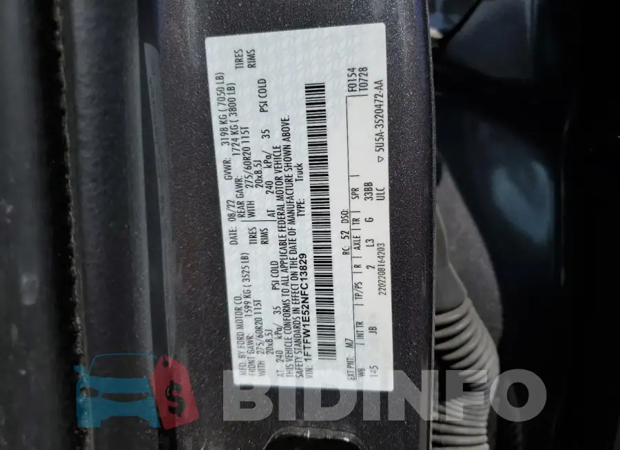 1FTFW1E52NFC13829 Photo# 12