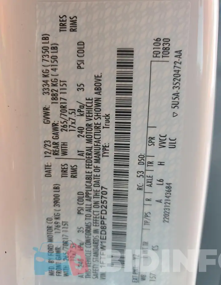 1FTFW1ED8PFD25707 Photo# 12