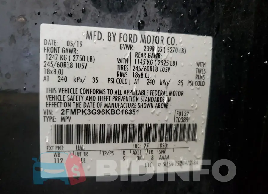 2FMPK3G96KBC16351 Photo# 13