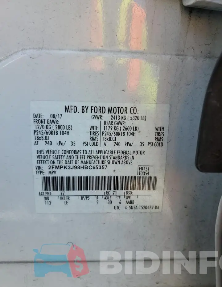2FMPK3J98HBC65357 Photo# 14