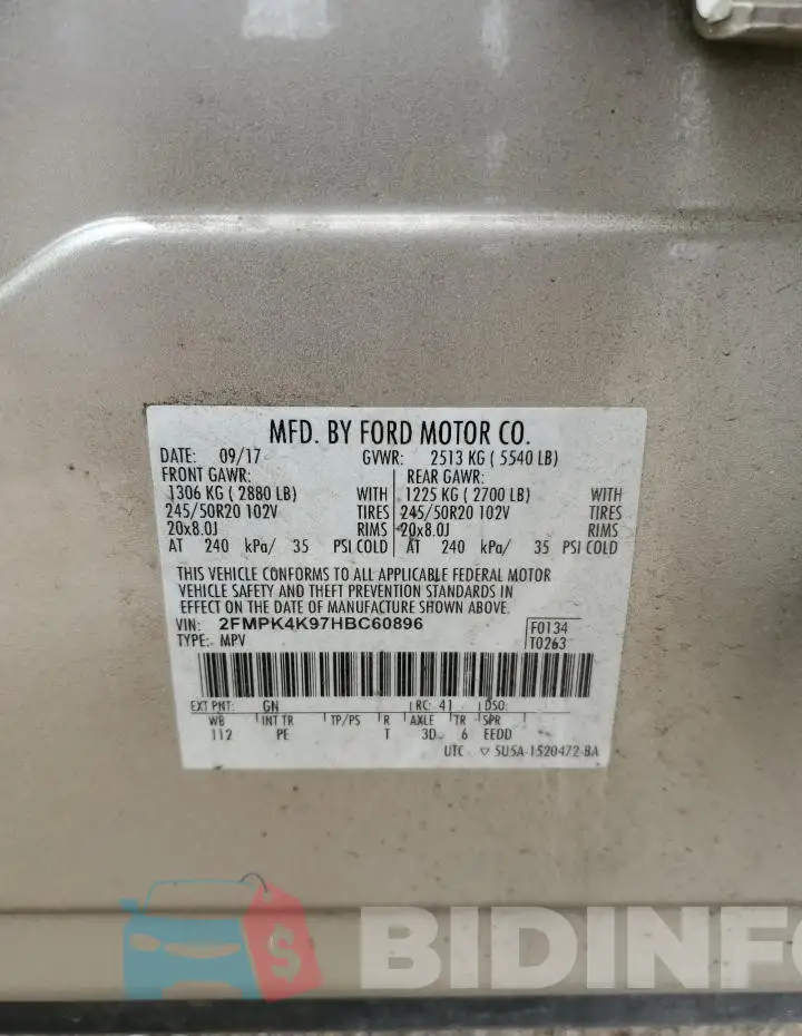 2FMPK4K97HBC60896 Photo# 13