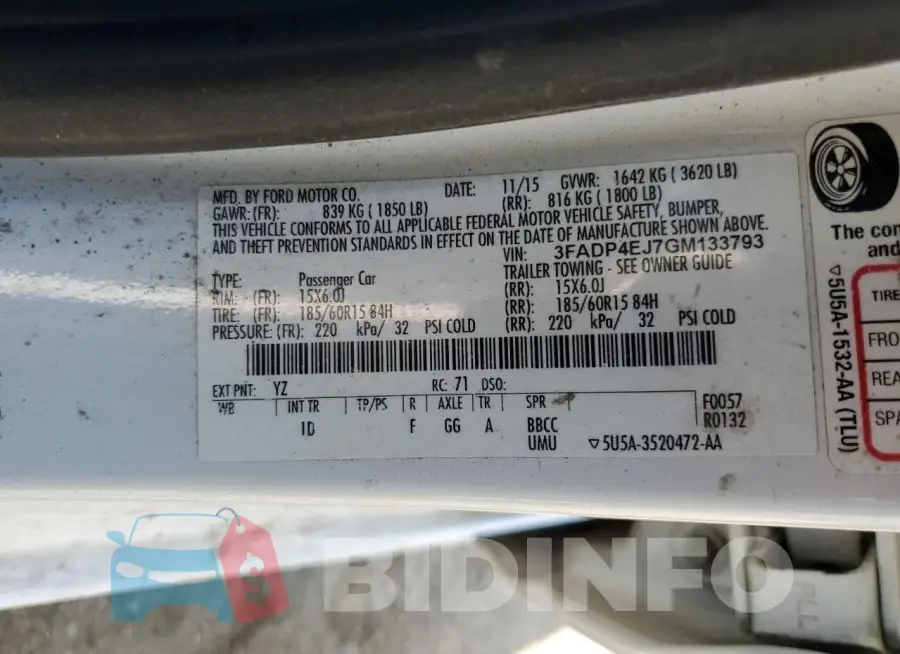 3FADP4EJ7GM133793 Photo# 12