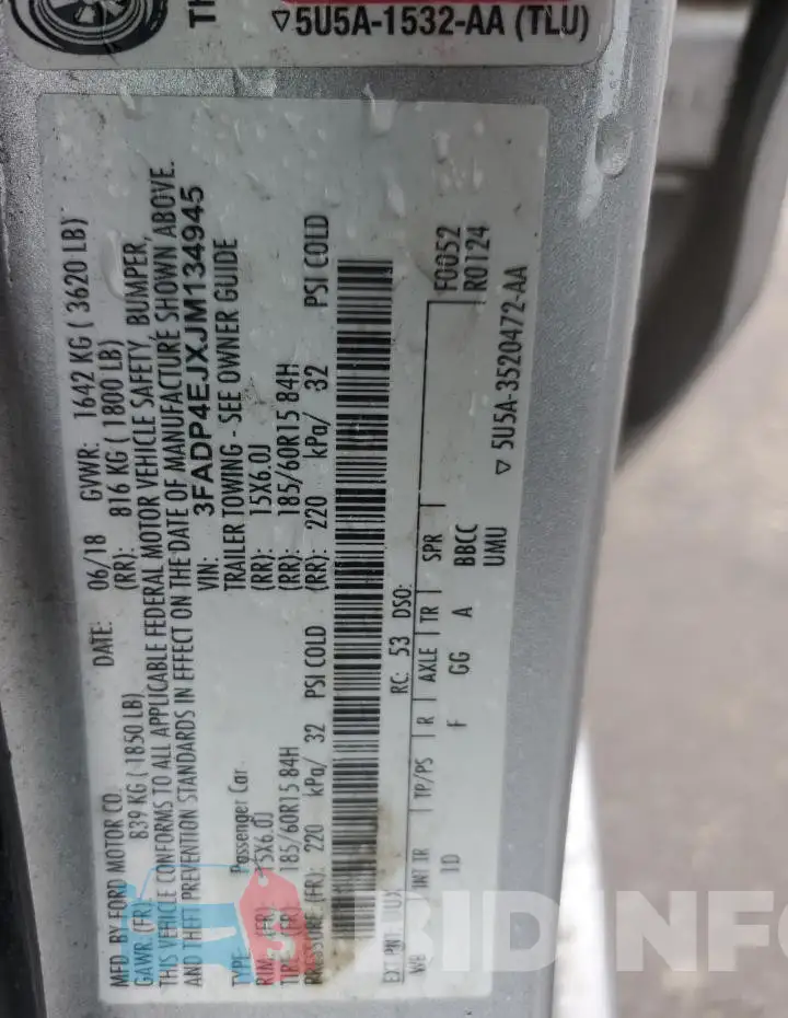 3FADP4EJXJM134945 Photo# 13