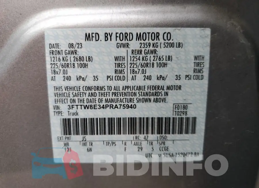 3FTTW8E34PRA75940 Photo# 12