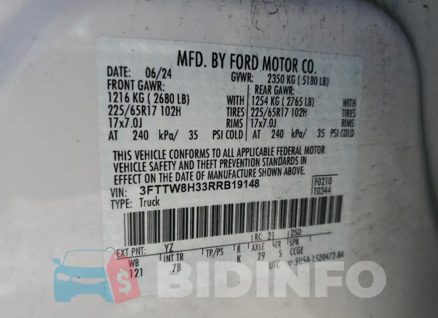 3FTTW8H33RRB19148 Photo# 12