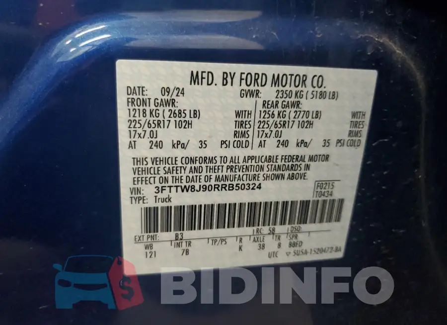 3FTTW8J90RRB50324 Photo# 12