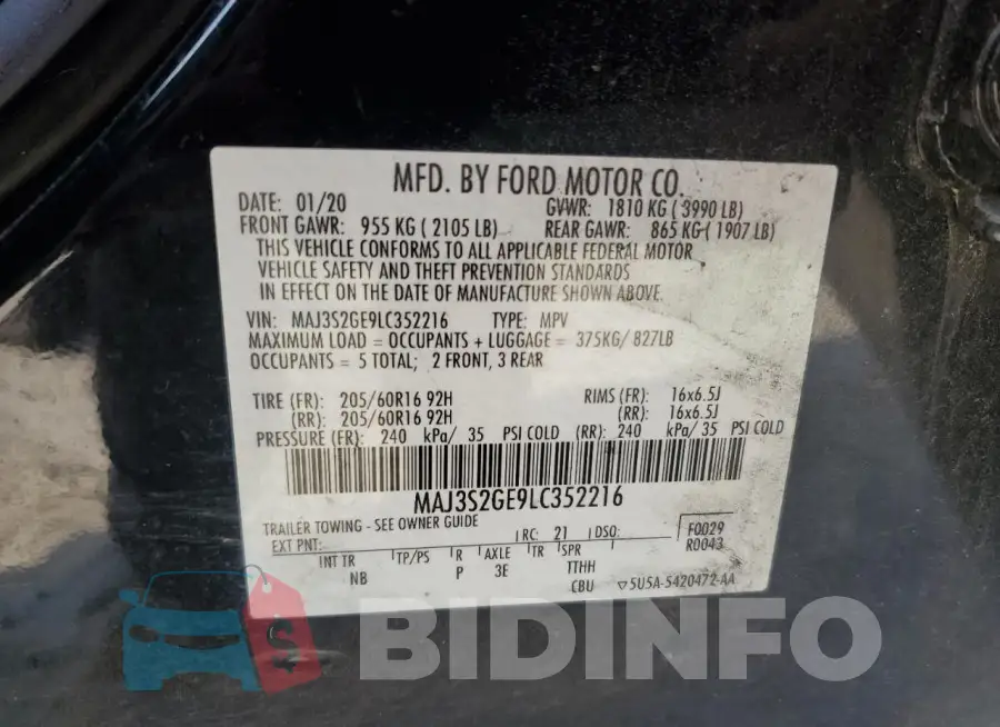 MAJ3S2GE9LC352216 Photo# 14