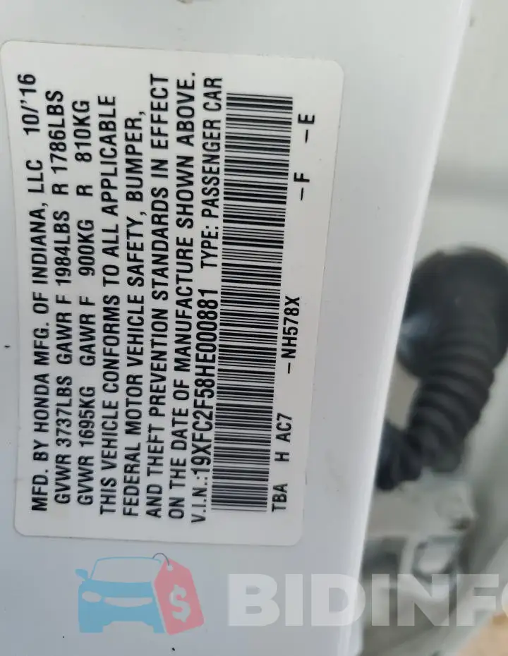 19XFC2F58HE000881 Photo# 12